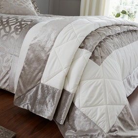 Catherine Lansfield Natural Lattice Cut Velvet Bedspread Catherine Lansfield Natural Lattice Cut Velvet Bedspread