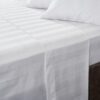 Hotel White Stripe 230 Thread Count 100% Cotton Flat Sheet