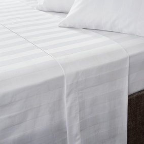 Hotel White Stripe 230 Thread Count 100% Cotton Flat Sheet