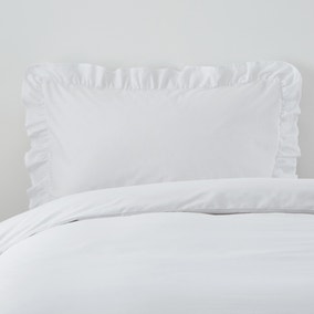 Non Iron Plain Dye White Frilled Pillowcase