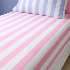 Set of 2 Bold Stripe Cotton Fitted Bed Sheets Set of 2 Bold Stripe Cotton Fitted Bed Sheets