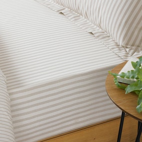 The Linen Yard Hebden Natural Stripe 100% Cotton Fitted Sheet The Linen Yard Hebden Natural Stripe 100% Cotton Fitted Sheet